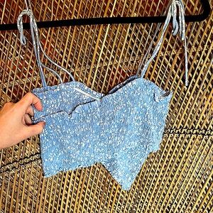 Floral blue crop top